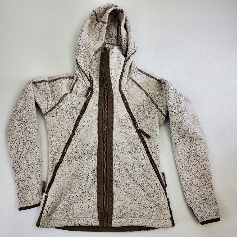 Womens Kuhl Flight Fleece Zip Up Sherpa Teddy Hooded Jacket Size Small